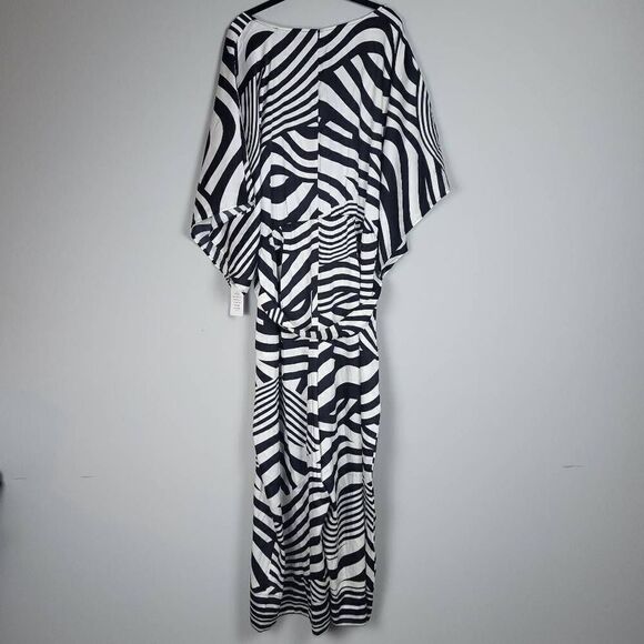 Eloquii Womens Plus 26 3X Wide Leg Jumpsuit Black White Cropped Pockets NWT - Picture 4 of 8